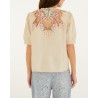 Farm Rio Blouse Embroidery SS Ecru på model set bagfra