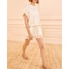 Ulla Johnson Mariana Peplum Top stylet med Vedi shorts på model