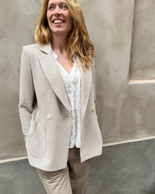 Harris Wharf London Blazer Bicolour Frisé White Beige