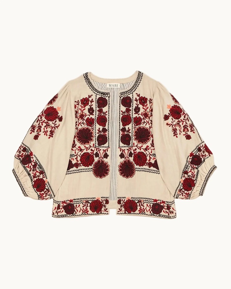 Pack shot af M.A.B.E Greta Emb. Jacket Ecru/Bordeaux