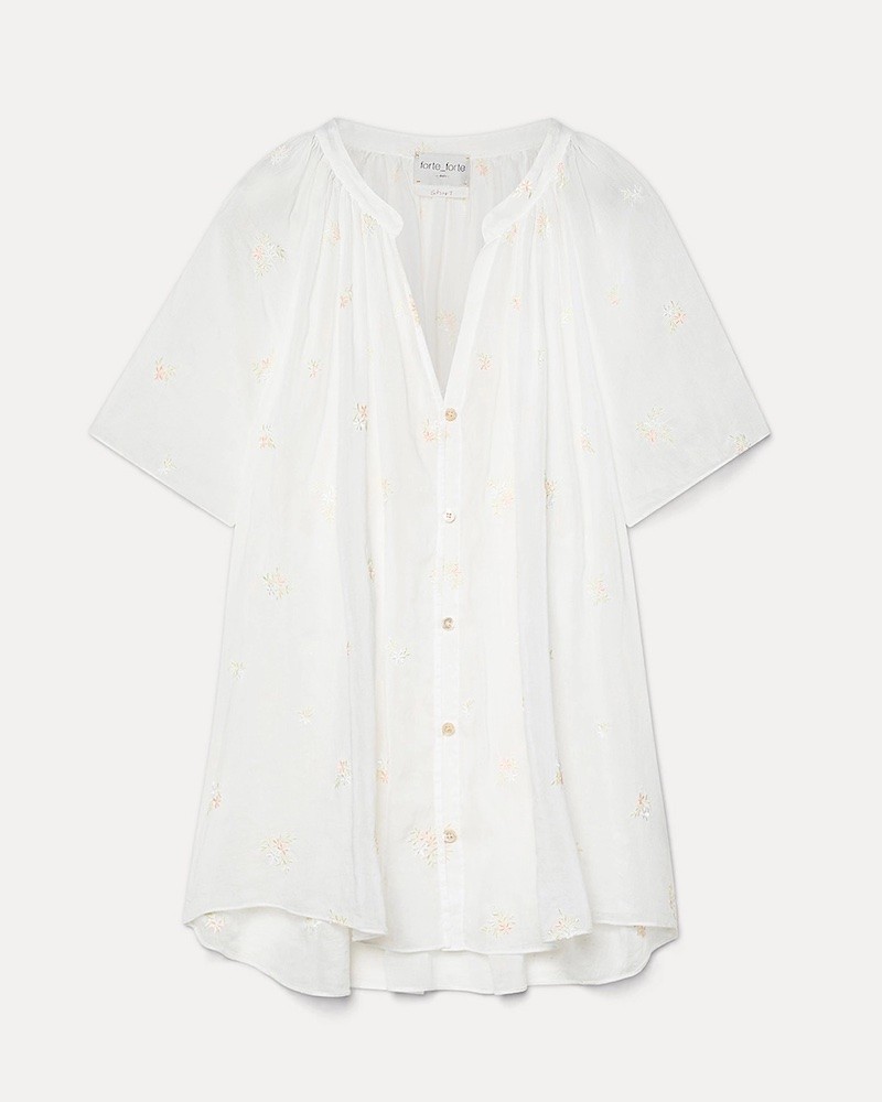 Pack shot af Forte Forte Bohemian Shirt Petites Fleurs Embroidery Ivory