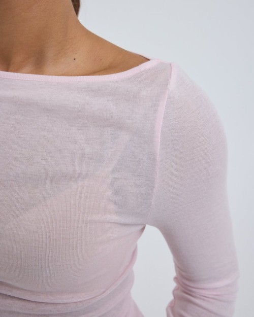 Seamless Basic Boat Neck Pale Rose