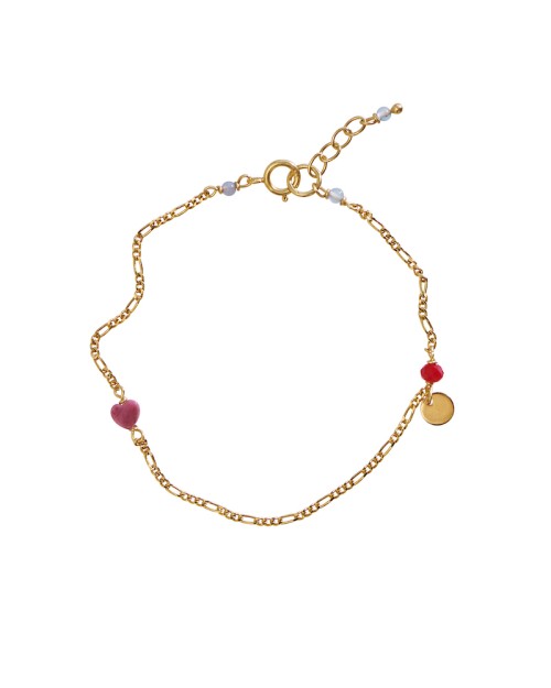 Pack shot af Stine A Harlequin Bracelet Pink Heart Kæde armbånd