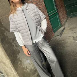 Layer up is the trick - Duno reversible jacket, Aiayu Madeline shirt and Orchid knit, Graumann satin trousers and Veja Venturi Sneakers. Swipe for more pics. Tap👆🏼for details #softgrey #springlook #duno #aiayuwear #graumann #veja #abeloneshopping #instoreandonline